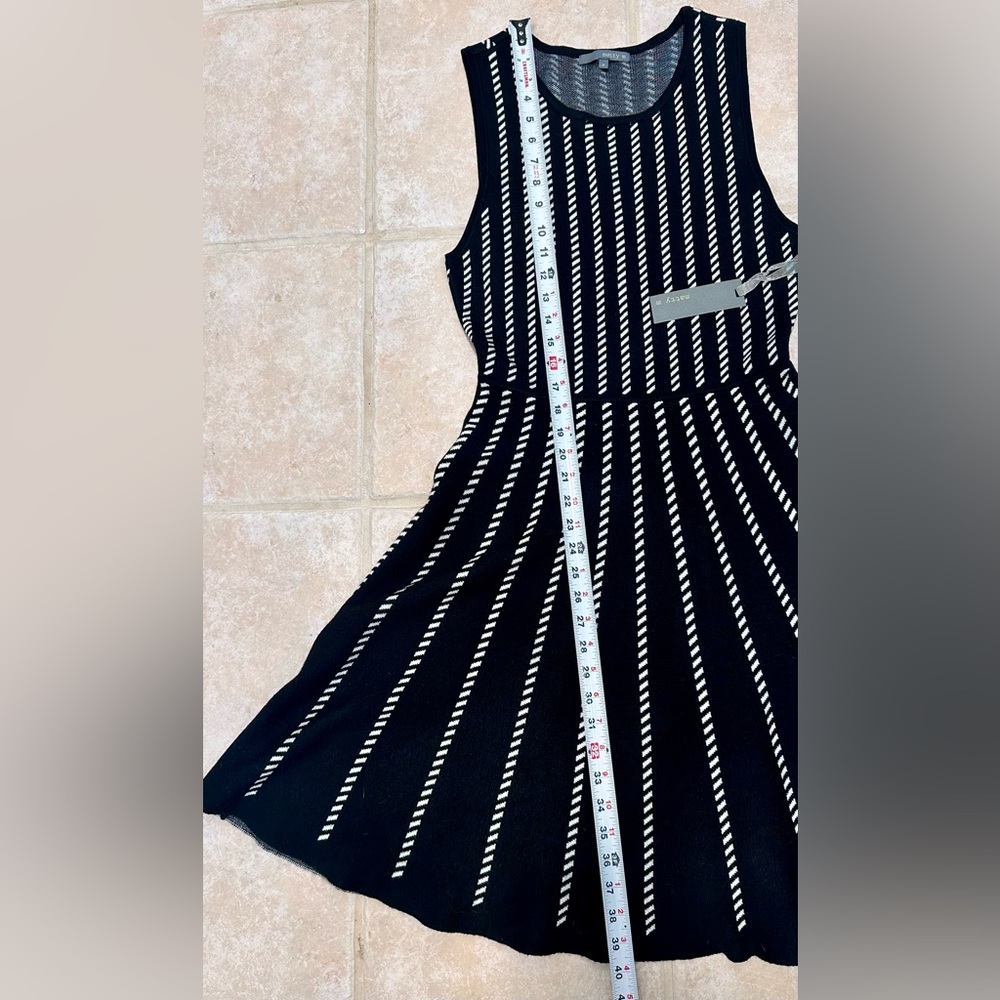 Matty M Black White Midi Dress Knit Stretch Midi Sleeveless Party Coquette girl - Picture 6 of 12